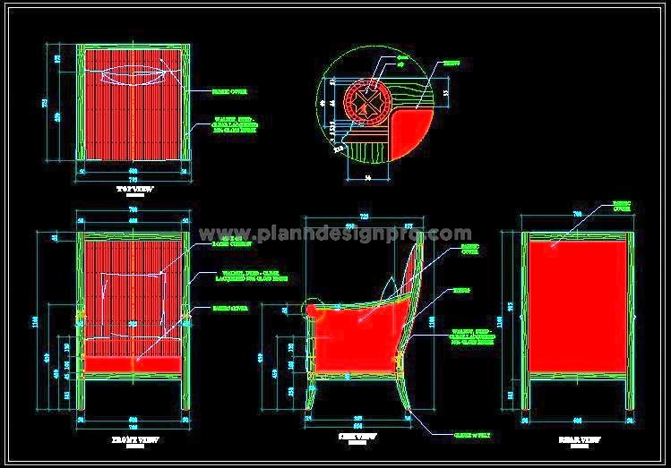 Upholstered Lounge Chair Design in AutoCAD with Sections